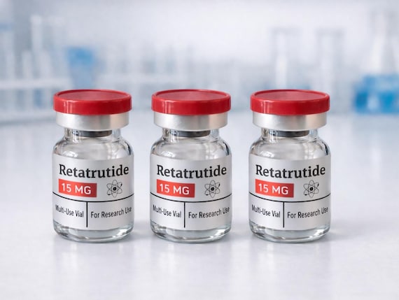 retatrutide 10 vial kit 3ml Peptide Vial Labels, Matte Silver and Red | Waterproof Lab Stickers ( pack of 10 Labels)