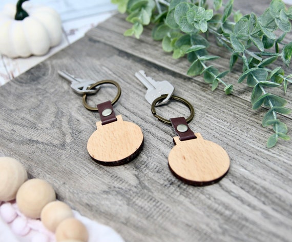 Wood Keychain Blank Personalized Wood Keychain Round Wood Keychain Blank  Luggage Tag Wood Glowforge Blanks 