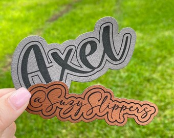 Name Patch | Iron-On Name Patch | Custom Name Patch for Backpacks | Outline Name Patch | Leatherette Name Patch | Name Patch Iron On