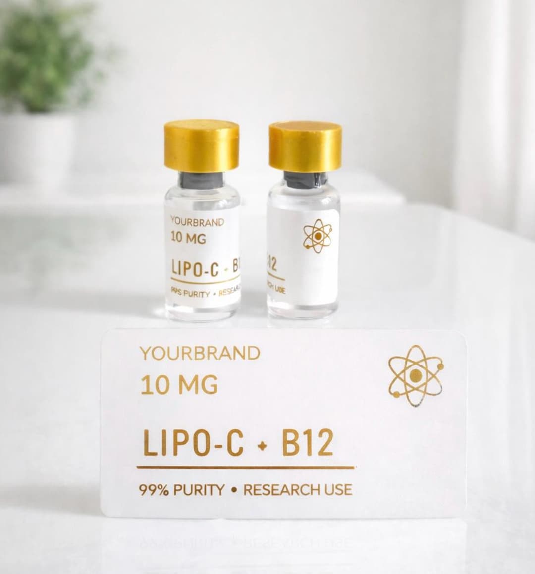 Branded Vial Labels for Peptides | Gold and White Waterproof Lab Labels ...