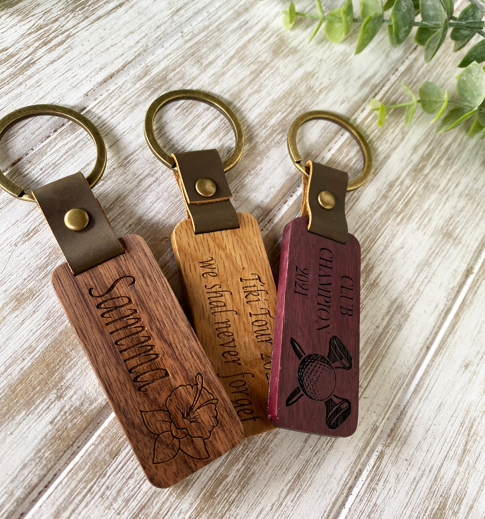 Wood Keychain Personalized Wood Keychain Engravable Etsy