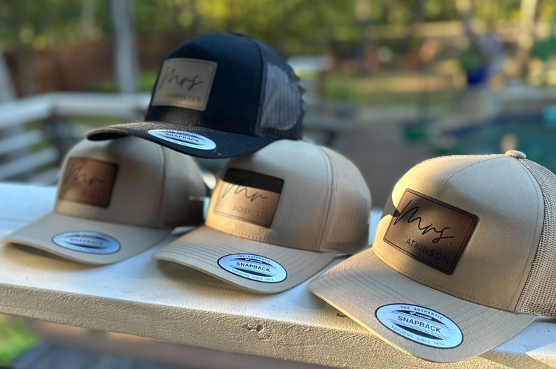 Mr Mrs Trucker Hat | Custom Hat | Logo Hat | Bridal Party Hat | Wedding day Hat | Personalized Mr Mrs Hat| Leatherette Patch | Trucker Hat image 7