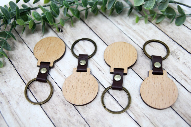 Wood Keychain Blank Personalized Wood Keychain Round Wood Etsy