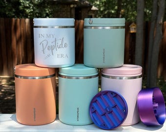 Hydrapeak Peptide Storage, Personalized Hydrapeak 25oz Foodie, Vial Storage, Inserts for Hydrapeak, Custom Peptide Engraved Thermos
