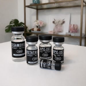 Peptide Vial Labels, Matte Black Waterproof Stickers (3ml & 5ml, Pack of 10)