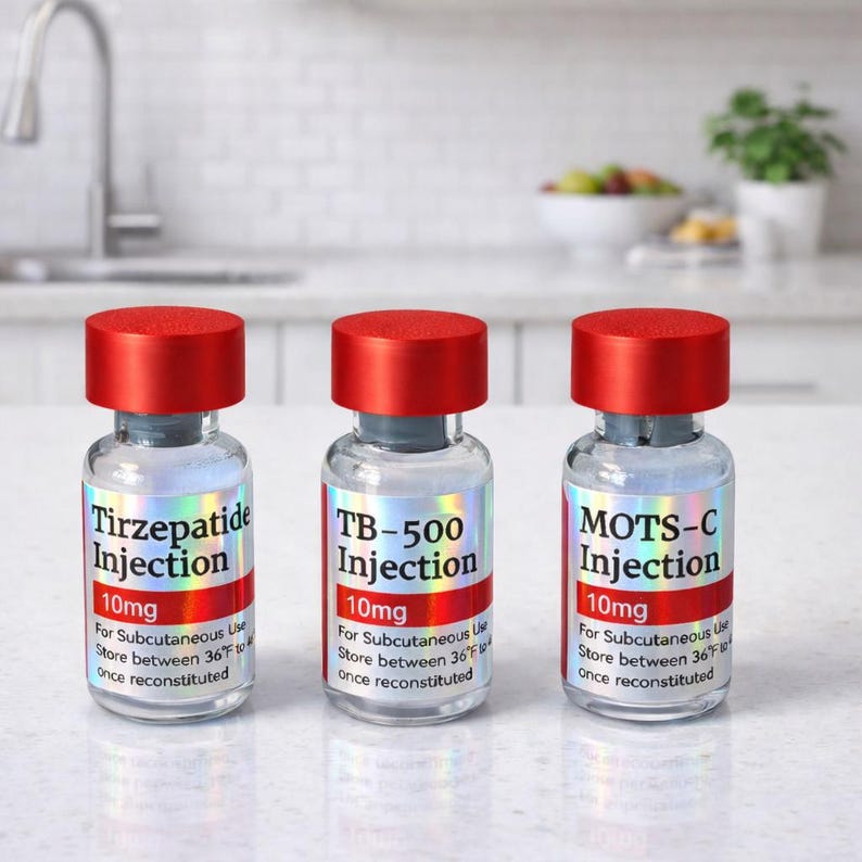 Peptide Vial Labels: Holographic & Red Waterproof Stickers - Oil ...