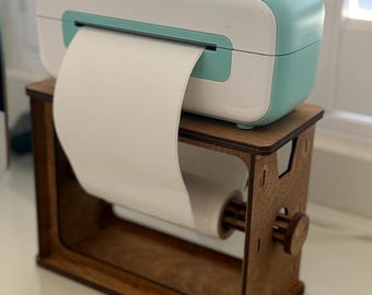 Thermal Label Stand, Sturdy Wood Thermal Printer Stand for Munbyn Rollo Phomemo, Craft Room Organizer Shelf, Creative Space Saver
