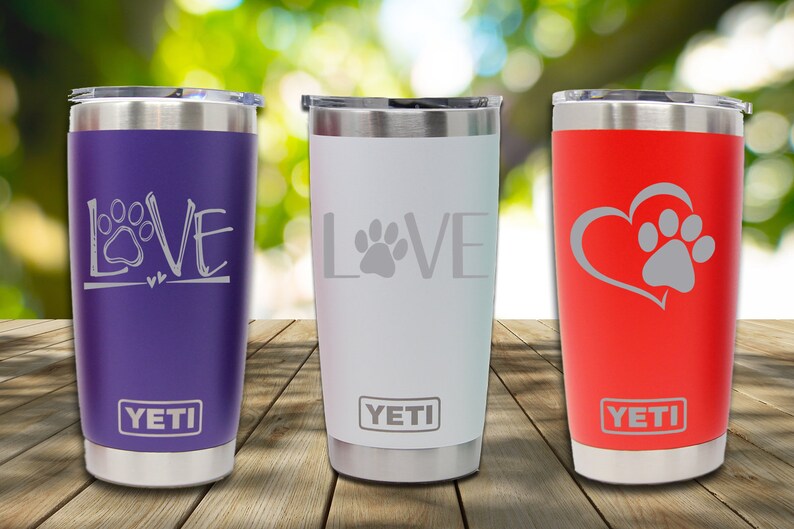 Personalized Pet YETI Tumbler Dog Paw Print Engraved Yeti Etsy