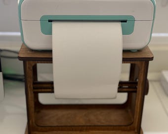 Thermal Label Stand, Sturdy Wood Thermal Printer Stand for Munbyn Rollo Phomemo, Craft Room Organizer Shelf, Creative Space Saver