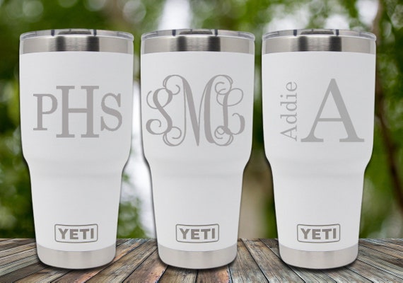 Engraved White Yeti Tumbler 30oz, Monnogrammed Yeti Authenticity Guaranteed  