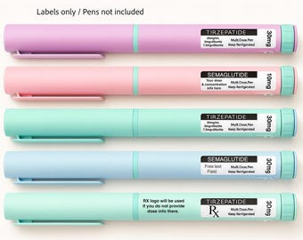 Peptide Pen Labels | White Waterproof & Oil-Proof Stickers for Injection Pens - 4 pack | Tirzepatide Label, GLP1 Stickers, Amino label