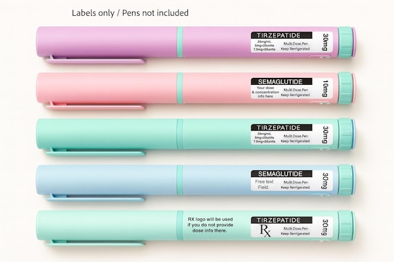 Peptide Pen Labels | White Waterproof & Oil-proof Stickers for Injection  Pens - 4 Pack | Tirzepatide Label, GLP1 Stickers, Amino Label - Etsy