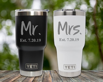Mr and Mrs Yeti, Bride and Groom Yeti Tumblers, Engraved Yeti, 30 Oz Tumbler- Authenticity Guaranteed