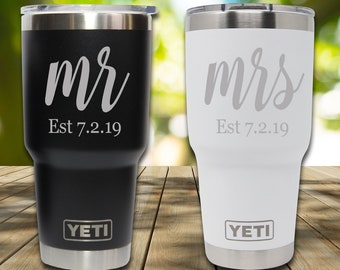 Mr and Mrs Yeti , Bride and Groom Yeti Tumblers, Engraved Yeti, 30 Oz Tumbler- Authenticity Guaranteed