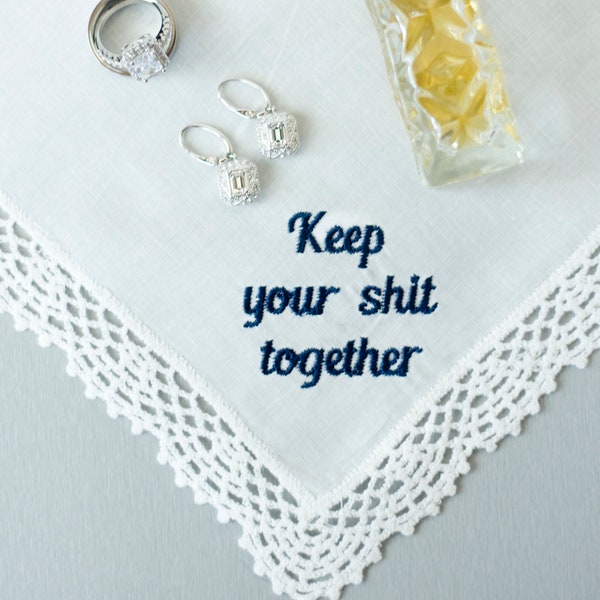 Pañuelo de boda "Mantén tu vida en orden", algo azul para la novia de parte de su mejor amiga, regalos para la fiesta nupcial, recuerdos de boda, regalo para la prometida