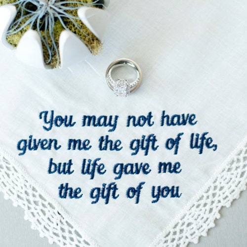Wedding Handkerchief Stepmom Wedding Gift Stepmother Gift Etsy
