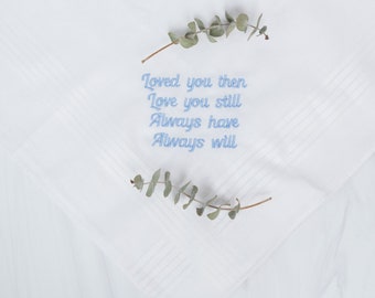 Embroidered Wedding Handkerchief: Sentimental Fiance Gift, Something Blue