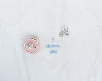 I choose you embroidered hankie, groom gift from bride, wedding mementos, custom handkerchief wedding, sentimental hanky