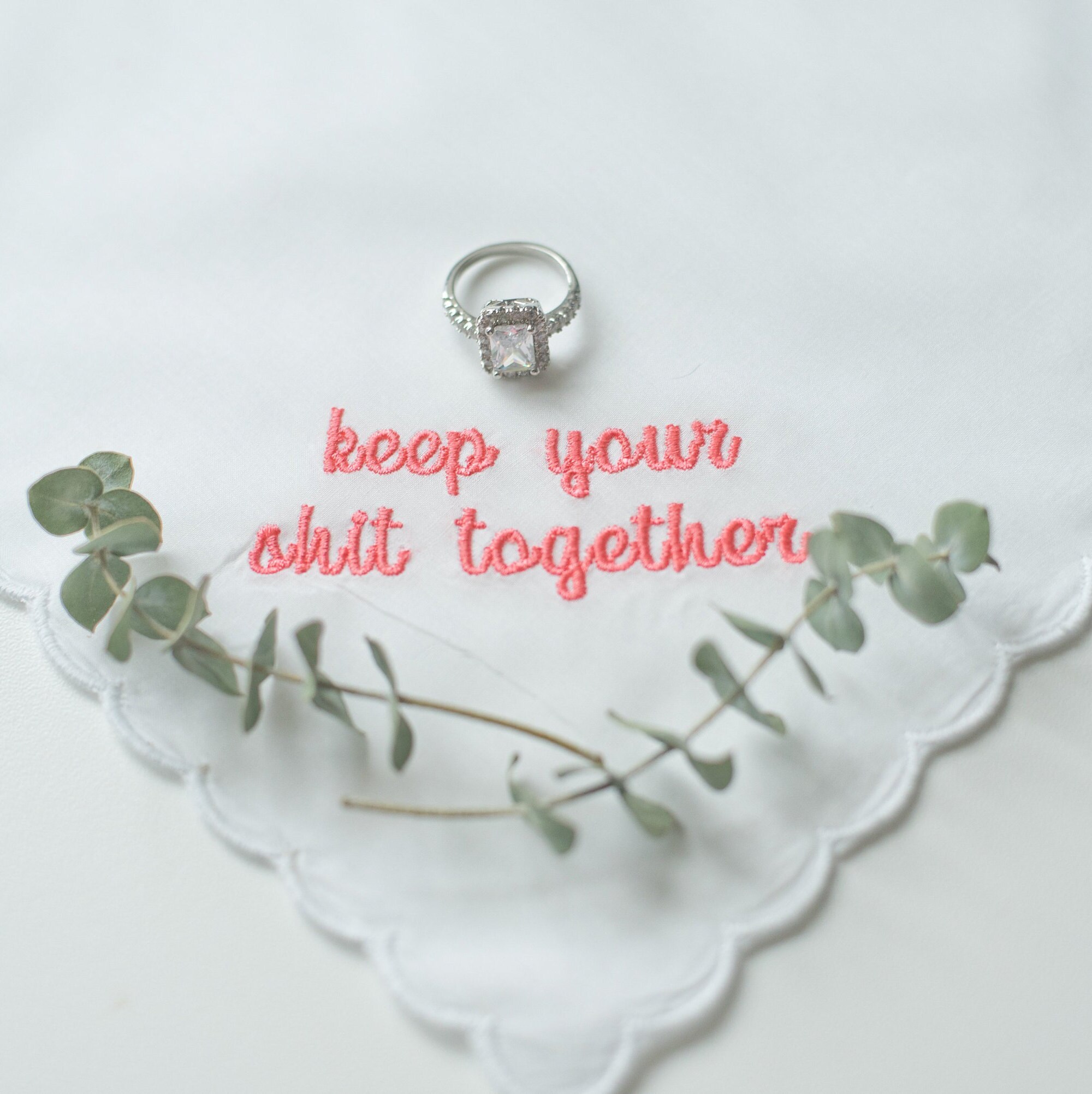 keep your shit together coral wedding handkerchief, best woman gift, …