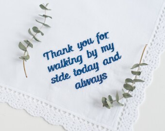 Embroidered Wedding Handkerchief for Mom: Mother of the Bride Gift