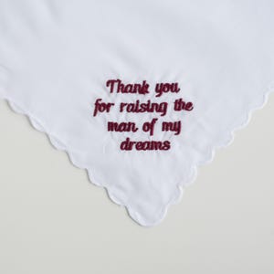 thank you for raising the man of my dreams, mother of the groom gift, gift from bride, mother of the bride, in law wedding gift Wine Thread
