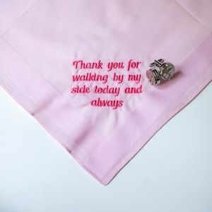 Wedding Hankie for Father of the Bride, Gift for Dad from Bride, Stepdad Gift from Bride, Thank You for Walking By My Side Hankie, Trending