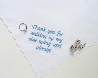Embroidered Wedding Handkerchief for Mom: Thank You Gift from Daughter