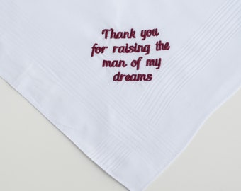 Father of the Groom Embroidered Handkerchief, Wedding Keepsake Gift for Dad