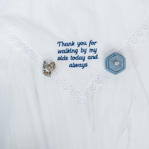thank you for walking by my side today and always wedding handkerchief, father of the bride gift from bride, stepfather of the bride gift 