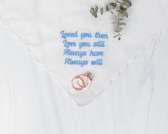 Embroidered Wedding Handkerchief, Sentimental Gift, Something Blue