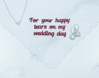 Happy Tears Wedding Handkerchief: Embroidered Bridal Gift