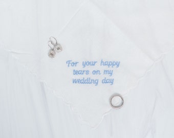 Happy Tears Wedding Handkerchief: Embroidered Bridal Gift
