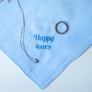 happy tears wedding handkerchief,  mom gift from daughter, mother of the bride, wedding mementos, mother of the groom, father of the groom