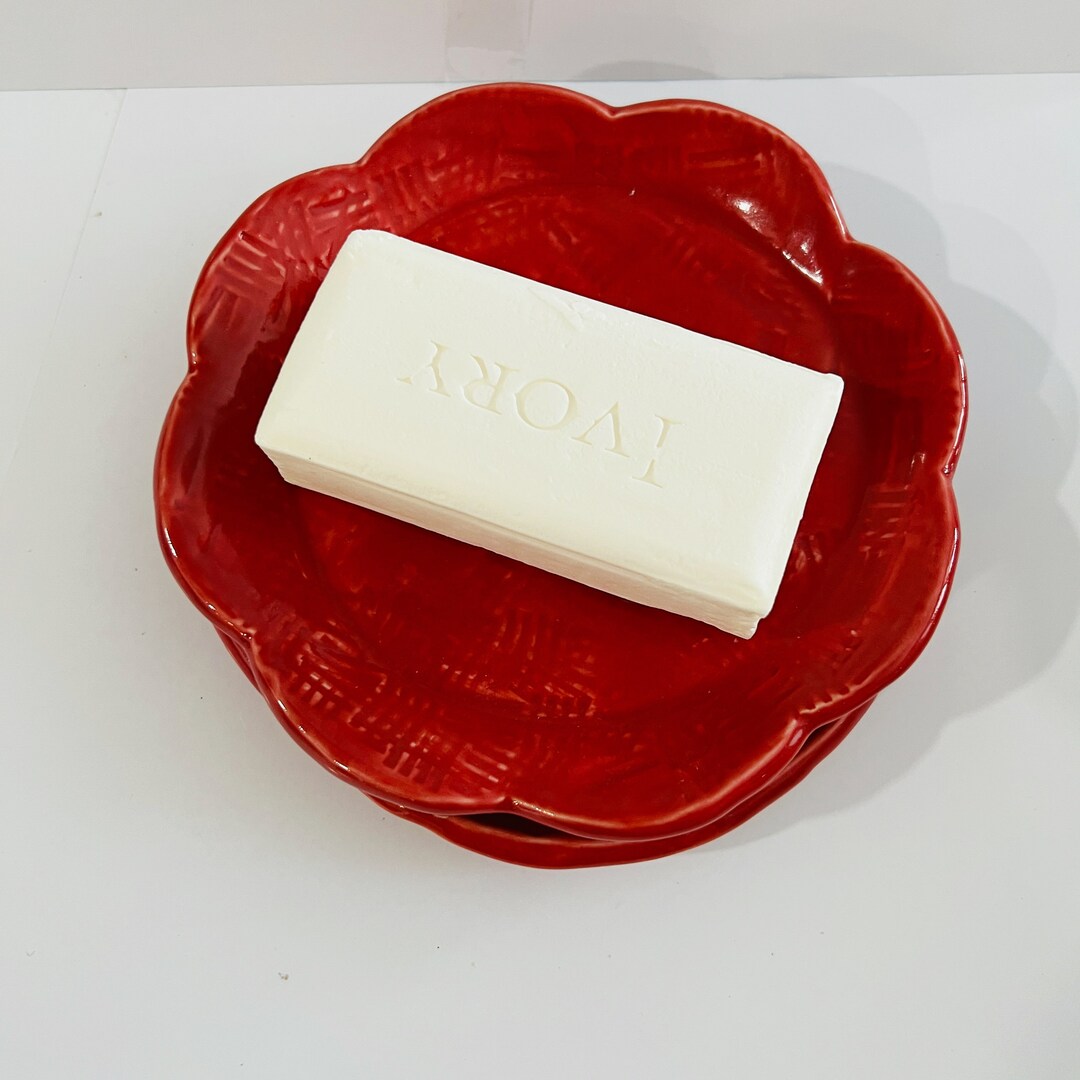 Ceramic Soap Dish Set of Two Pieces Flat Tray and Raised Etsy