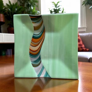 Mint Green Fused Glass Platter: Contemporary Art Glass Serving Tray