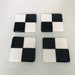 Glass fused coasters, black and white coasters, checkerboard coasters, colored glass coasters, kiln fired glass coasters, set of 4 