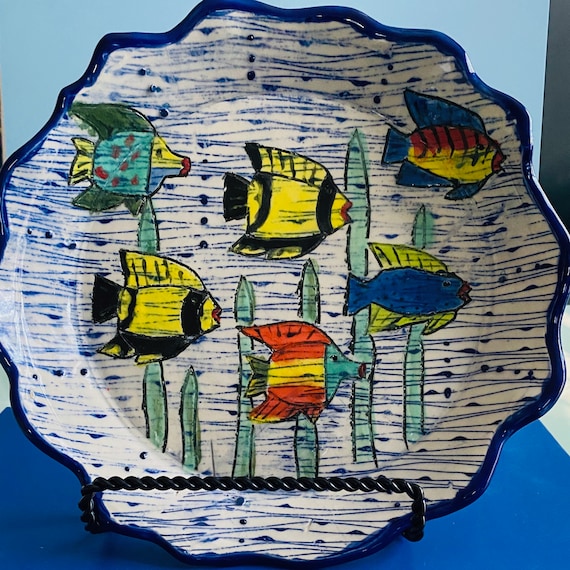 Ceramic Appetizer Plate Pottery Small Plate Fish Decor Dish Etsy