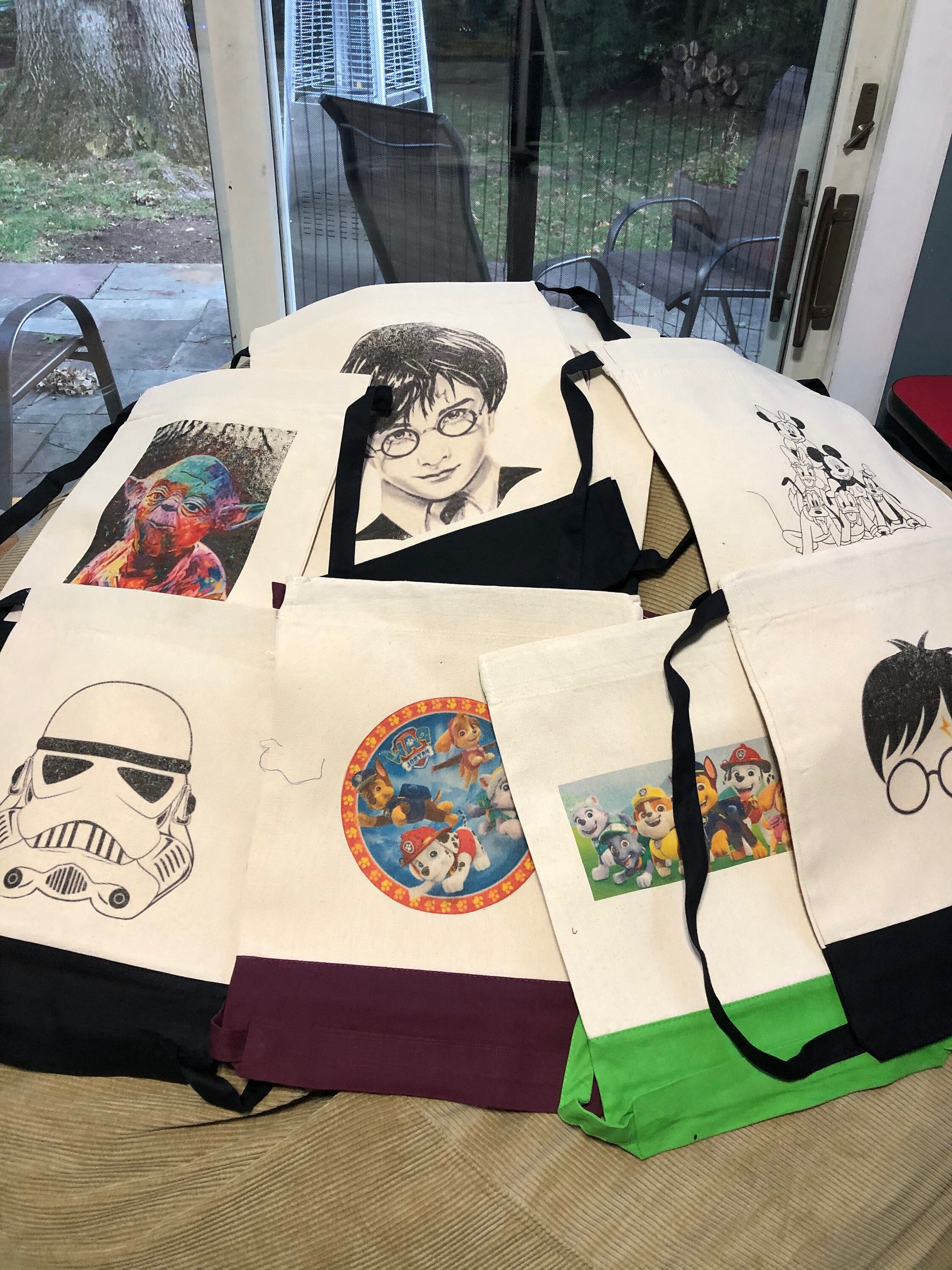 canvas pull string bag