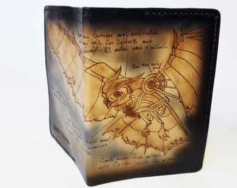 Leather passport cover, Steampunk owl, Mechanical owl, Leather pyrography, Owl passport holder, Travel document, Steampunk wallet