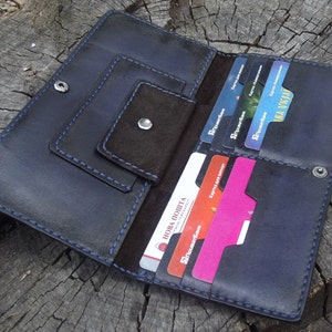 Cartera de cuero largo, padrinos bifold, cartera de viaje iphone, cartera única, cartera de teléfono mujeres cartera larga, regalo para el viajero embrague de cuero