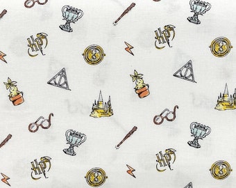 SHIPS NEXT DAY - Harry Potter "Watercolor elements" 100% cotton fabric by Camelot Fabrics