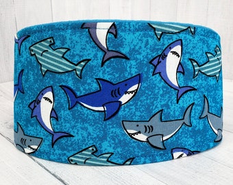 SHIPS TOMORROW - Male Dog Belly band - dog diaper - Washable and Reusable - Male dog wrap - Sharks - In Stock