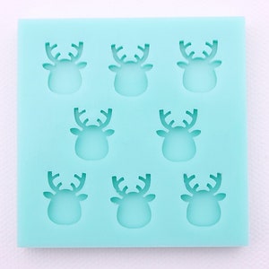 Reindeer Stud Earrings Mold, Reindeer Cabochon Resin Mold, Reindeer Silicone Mold, Reindeer Earrings Mold, Christmas Stud Mold, Holiday Mold