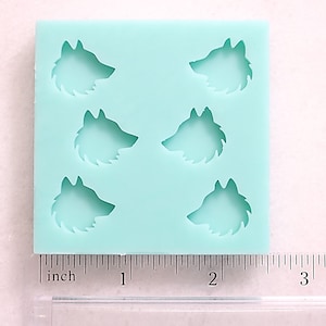 Wolf Head Stud Mold, Wolf Stud Mold, Wold Silhouette Stud Mold, Woodland Stud Mold, Wolf Earrings Mold, Wolf Jewelry Mold, Shiny Mold