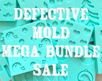 DEFECTIVE Mold MEGA GRAB Bag: Please Read Full Description!!!!  Set of 25 Random Imperfect Jewelry Molds, Mix of Stud Size and Pendant Molds