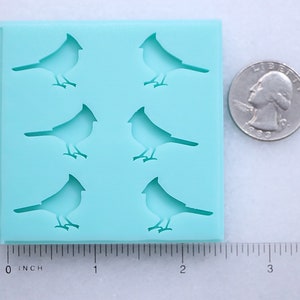 Cardinal Stud Earrings Mold, Cardinal Stud Mold, Bird Stud Earrings Mold, Tiny Cardinal Cabochon Mold, Bird Stud Mold