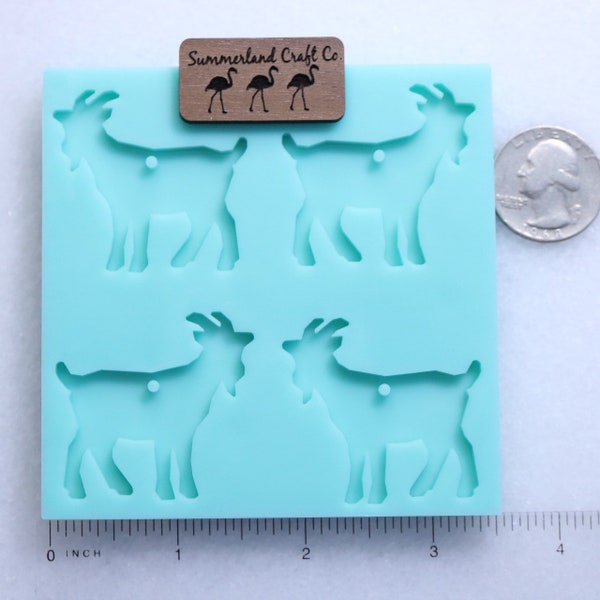 Shiny Goat Drop Earrings Mold, Goat Earrings Mold, Goat Pendant Mold, Goat Jewelry Mold, Animal Earrings Mold