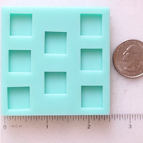 1/2" Flat Square Shape Stud Mold, Square Cabochon Epoxy Resin Mold, Shiny Silicone Mold, .5 inch Square Mold, Square Stud Earrings Mold