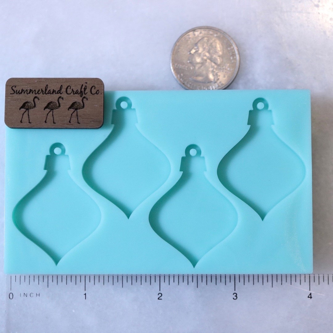 Shiny Christmas Bulb Ornament Drop Earrings Mold, Resin Mold for