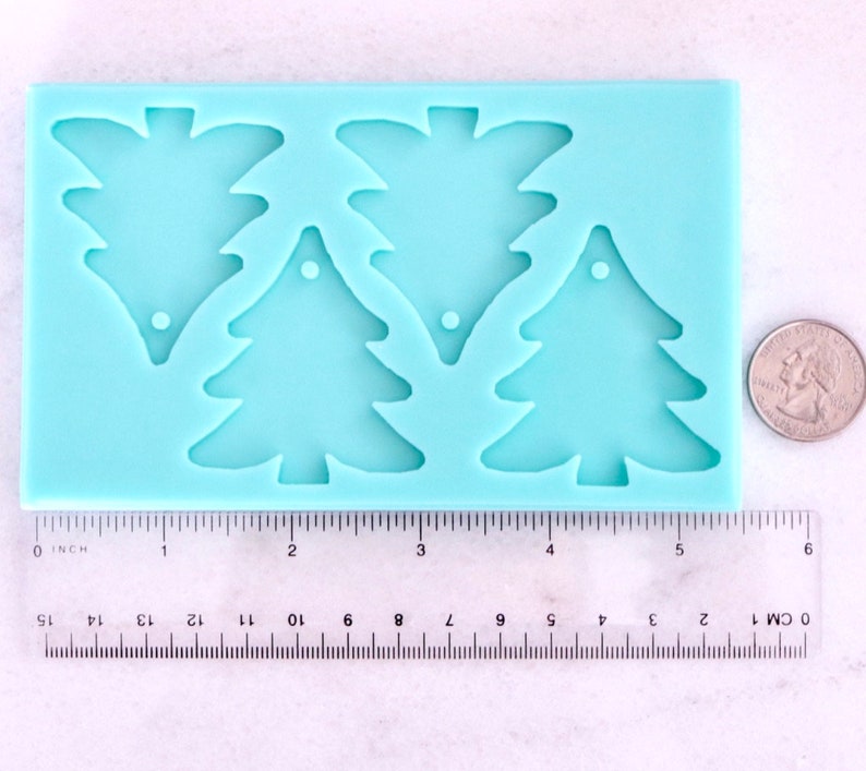 2 Tall Christmas Tree Pendant Resin Mold, Christmas Tree Statement Earrings Mold, Christmas Tree Drop Mold, Christmas Tree Jewelry Mold image 1